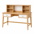 Bureau avec étagère 120 cm bois naturel et blanc style scandinave avec tiroirs