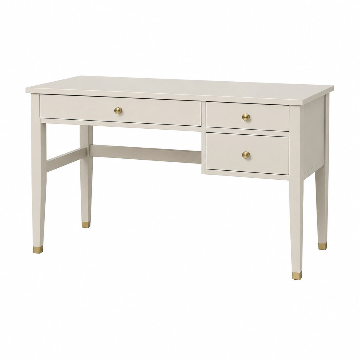 Bureau 120 x 60 x 76 cm blanc cassé et doré avec 3 tiroirs style contemporain