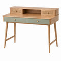 Bureau avec rangement 120 x 60 x 100 cm en bois naturel et vert sauge style rétro