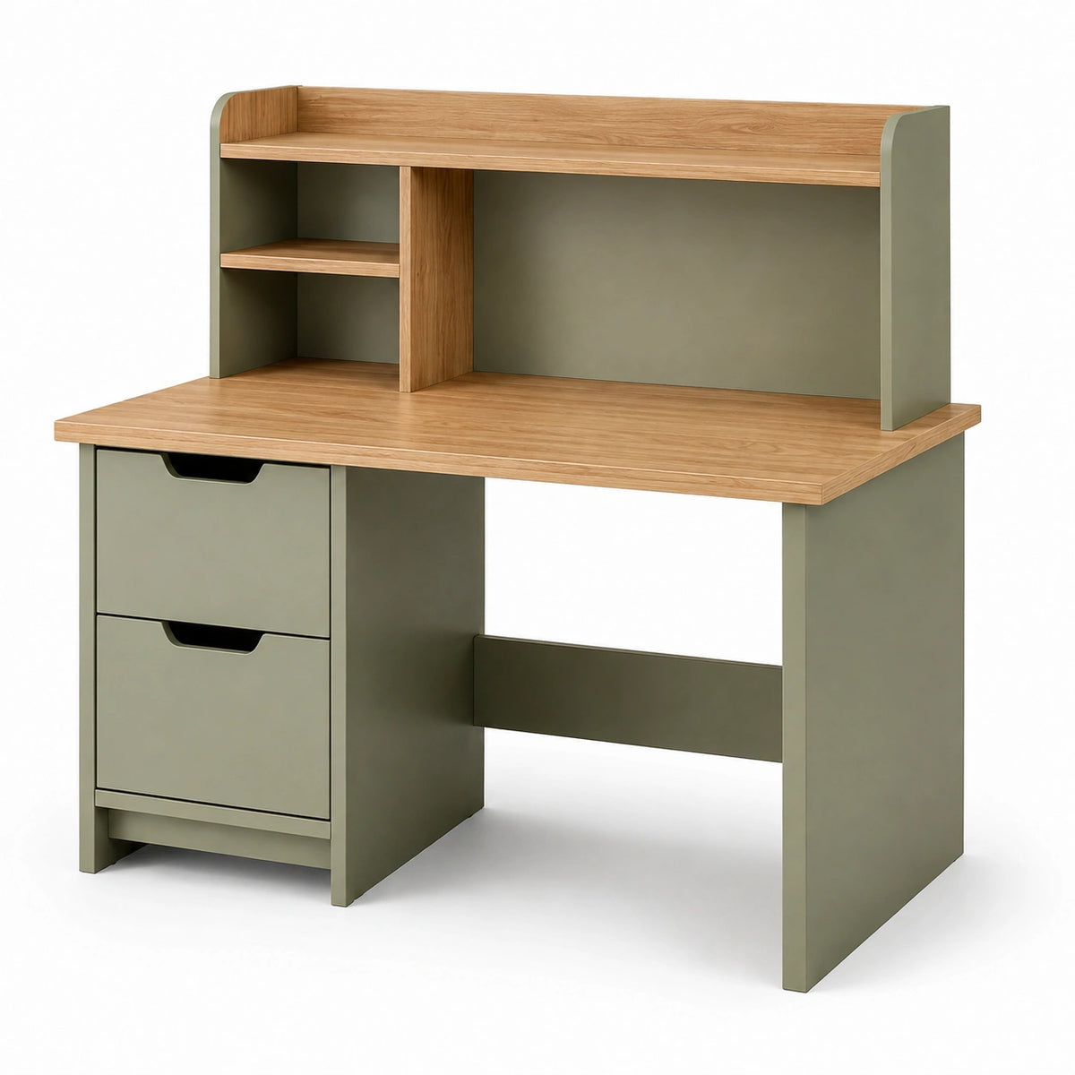 Bureau avec rangements 120 x 60 x 140 cm en bois vert kaki style contemporain