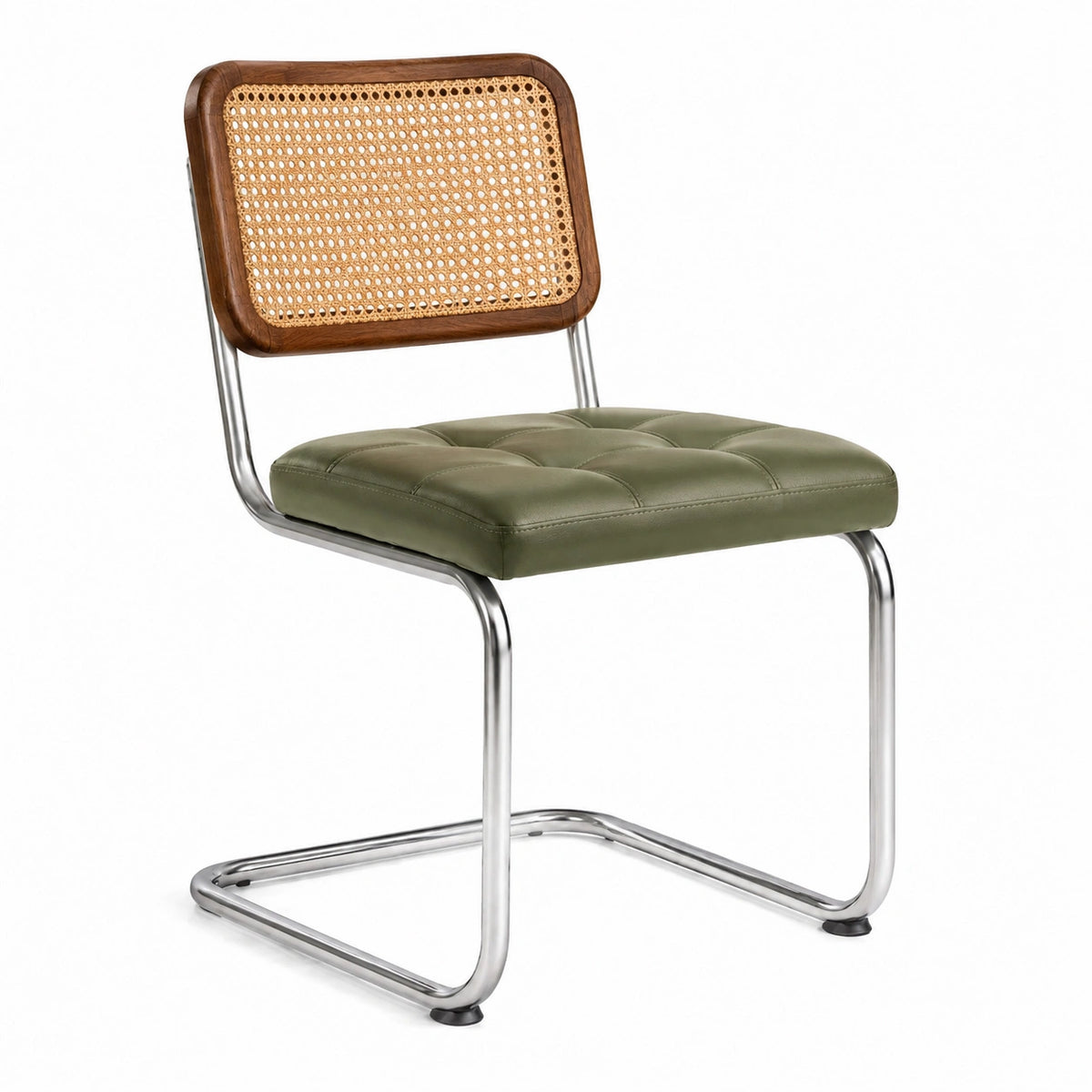 Chaise 50 x 56 x 82 cm en métal bois et cannage vert style rétro