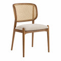 Chaise 56 x 59 x 80 cm en bois brun avec dossier cannage et assise beige style naturel