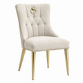 Chaise de salle à manger 50 x 60 x 95 cm en tissu beige et métal doré style capitonné