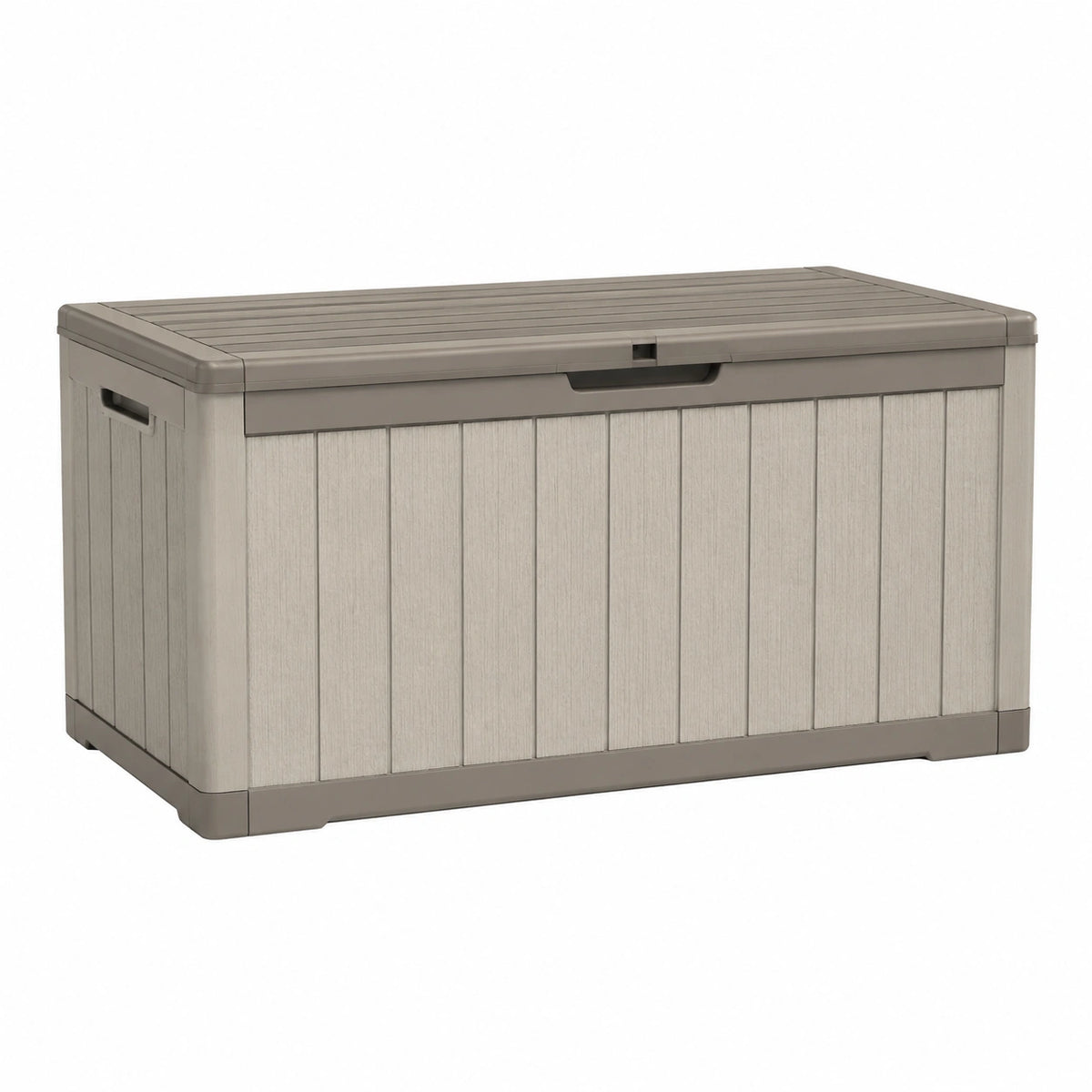 Coffre de rangement extérieur 120 x 56 x 63 cm en plastique gris avec couvercle