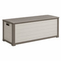 Coffre de rangement extérieur 120 x 60 x 63 cm en résine gris taupe avec couvercle