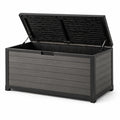 Coffre de rangement extérieur 120 x 55 x 63 cm en résine gris anthracite avec couvercle assisté