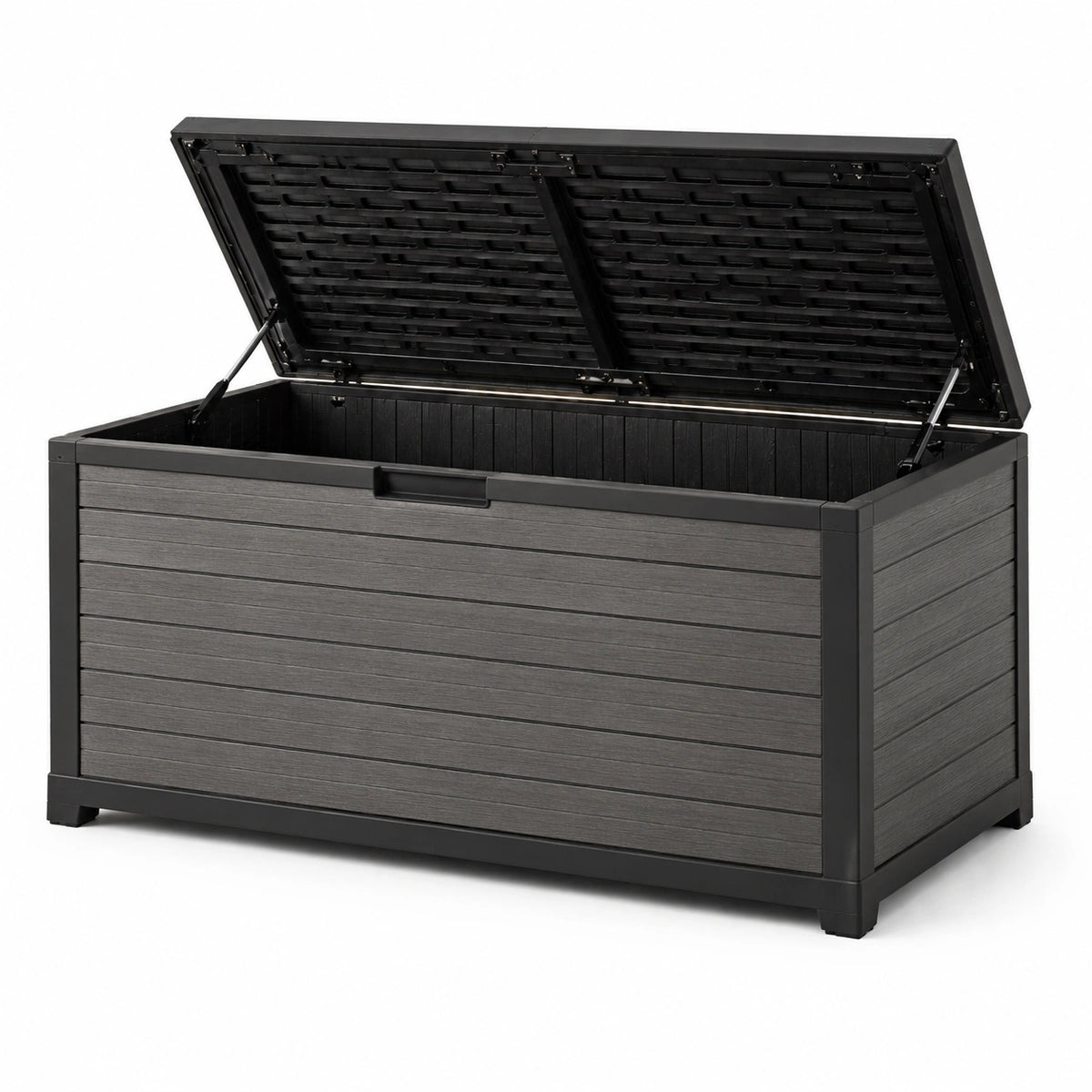 Coffre de rangement extérieur 120 x 55 x 63 cm en résine gris anthracite avec couvercle assisté