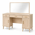 Coiffeuse avec miroir 120 x 45 x 145 cm bois beige style contemporain avec rangement