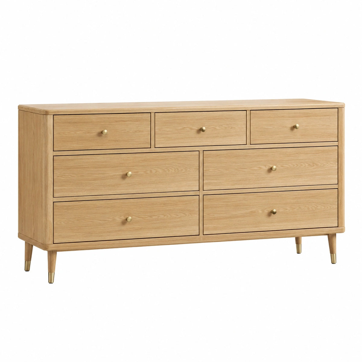 Commode 160 cm en bois chêne à 7 tiroirs style contemporain