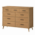 Commode 160 x 45 x 100 cm en bois finition chêne avec 9 tiroirs style contemporain