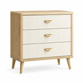 Commode 80 x 40 x 90 cm en bois beige et blanc à 3 tiroirs style rétro