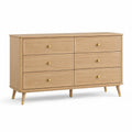 Commode 150 x 45 x 90 cm en bois naturel à 6 tiroirs - style rétro