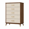 Commode 80 x 40 x 120 cm en bois marron et crème à 5 tiroirs style contemporain