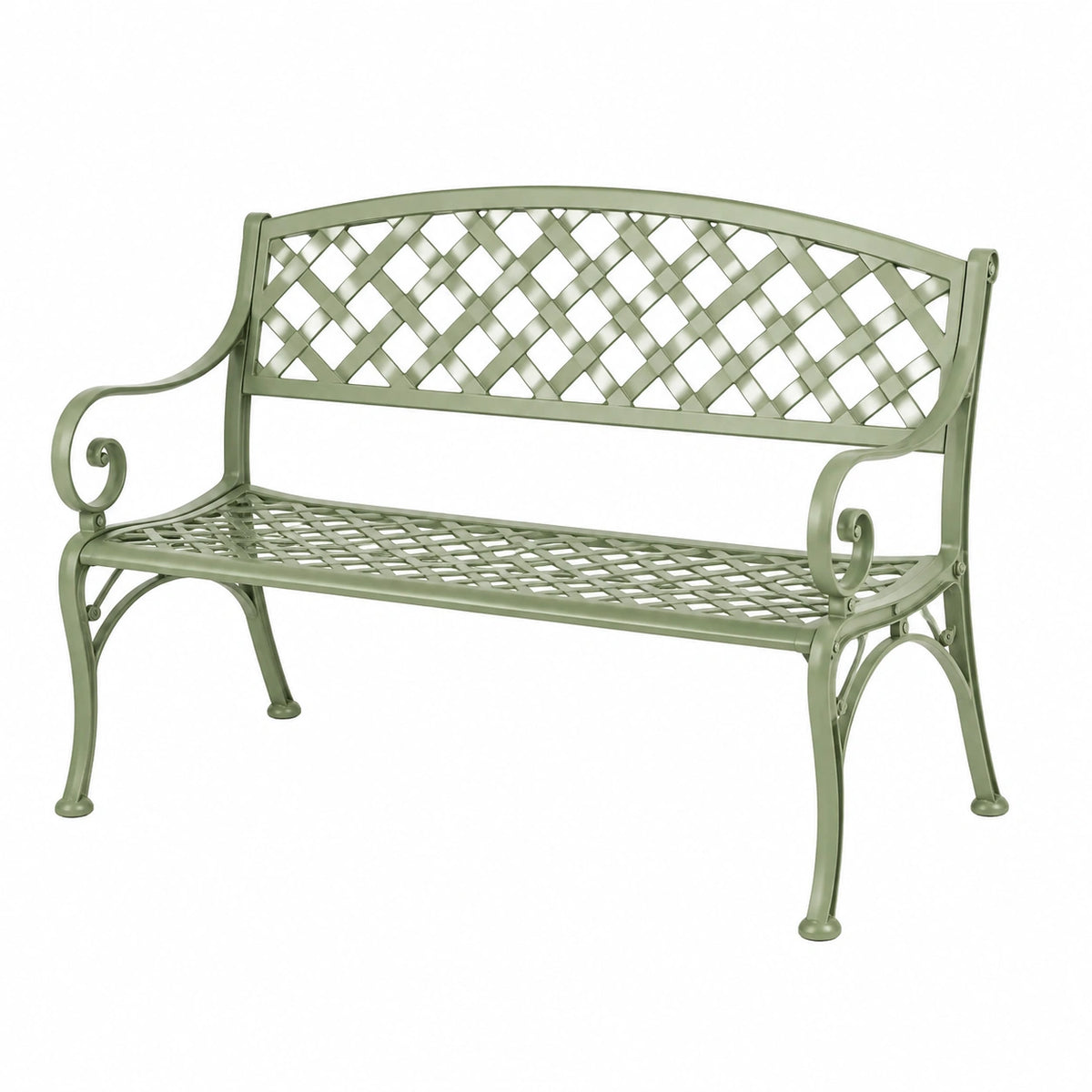 Banc de jardin 122 x 61 x 91 cm en métal vert style classique ajouré