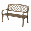 Banc de jardin 123 x 60 x 89 cm en métal bronze à dossier ajouré classique