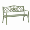 Banc de jardin 122 x 61 x 87 cm en métal vert style romantique à dossier ajouré