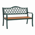 Banc de jardin 122 x 61 x 88 cm métal bois vert foncé assise à lattes style classique