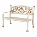 Banc de jardin 120 x 60 x 93 cm en métal blanc et doré style floral classique